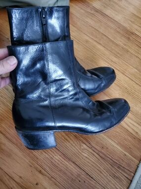 Florsheim Black Leather Ankle Boots with Side Zip Womens Sz 8
